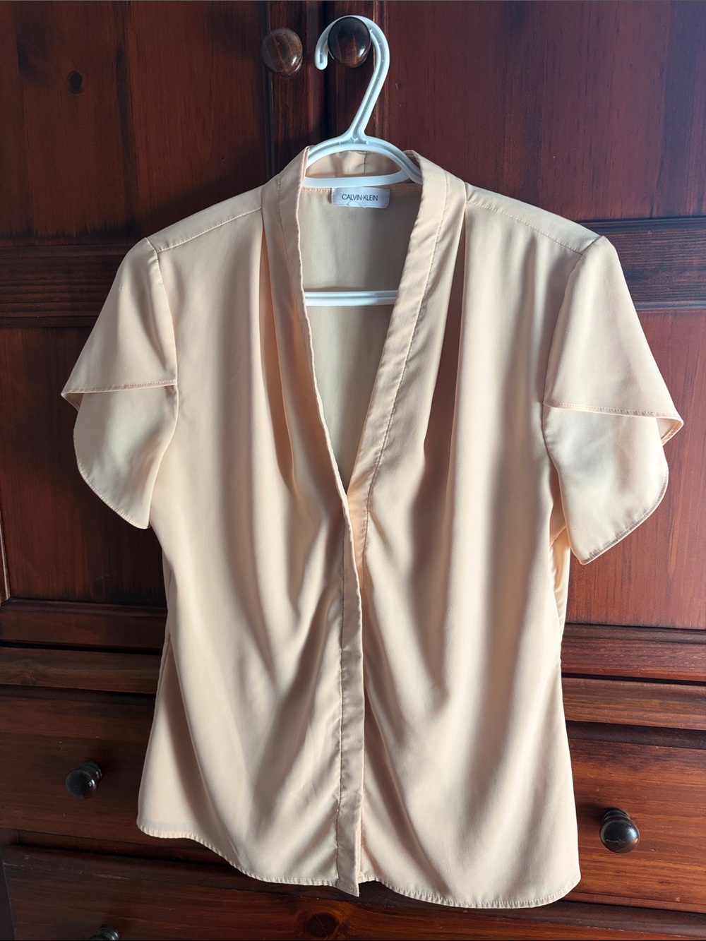 Calvin Klein Peach Short Sleeve V-Neck Blouse